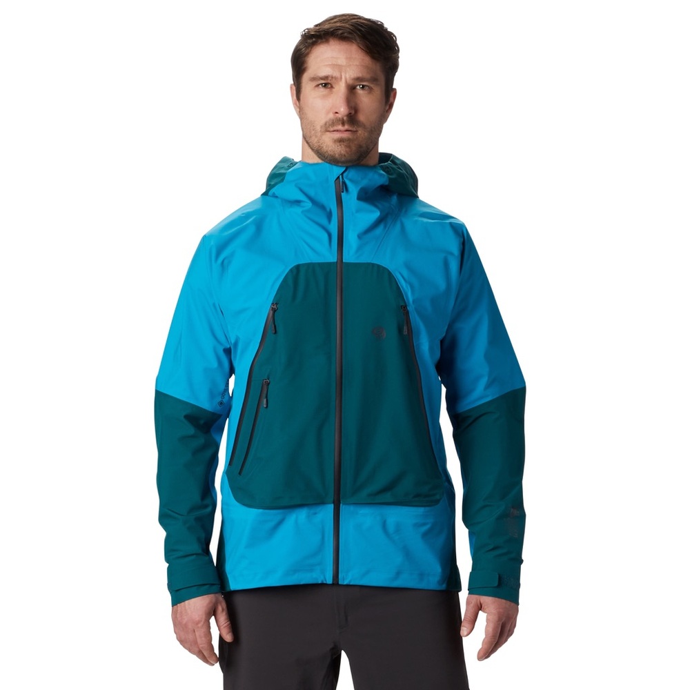 Mountain Hardwear Performance GoreTex Jacket Sky Blue and Forest Green